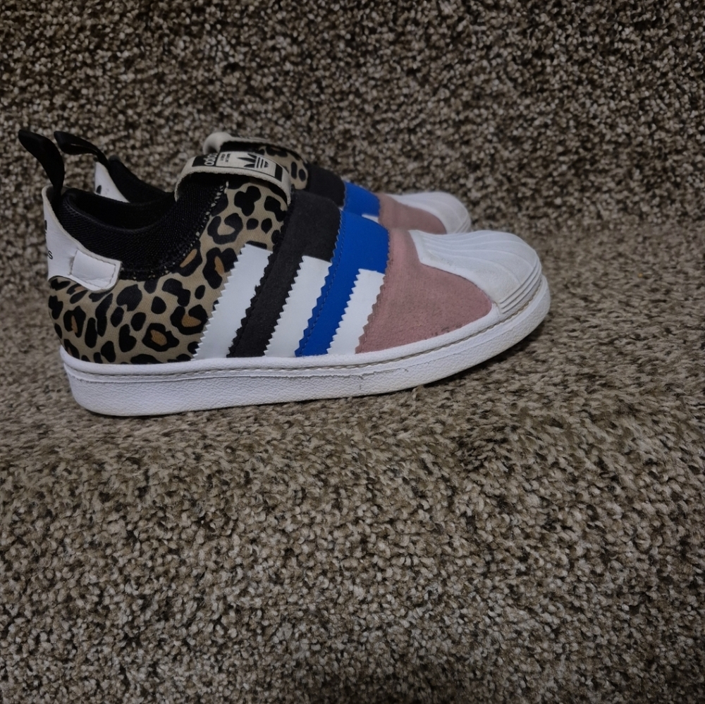 Adidas Kids' Leopard Print and Blue Shell toe Adidas